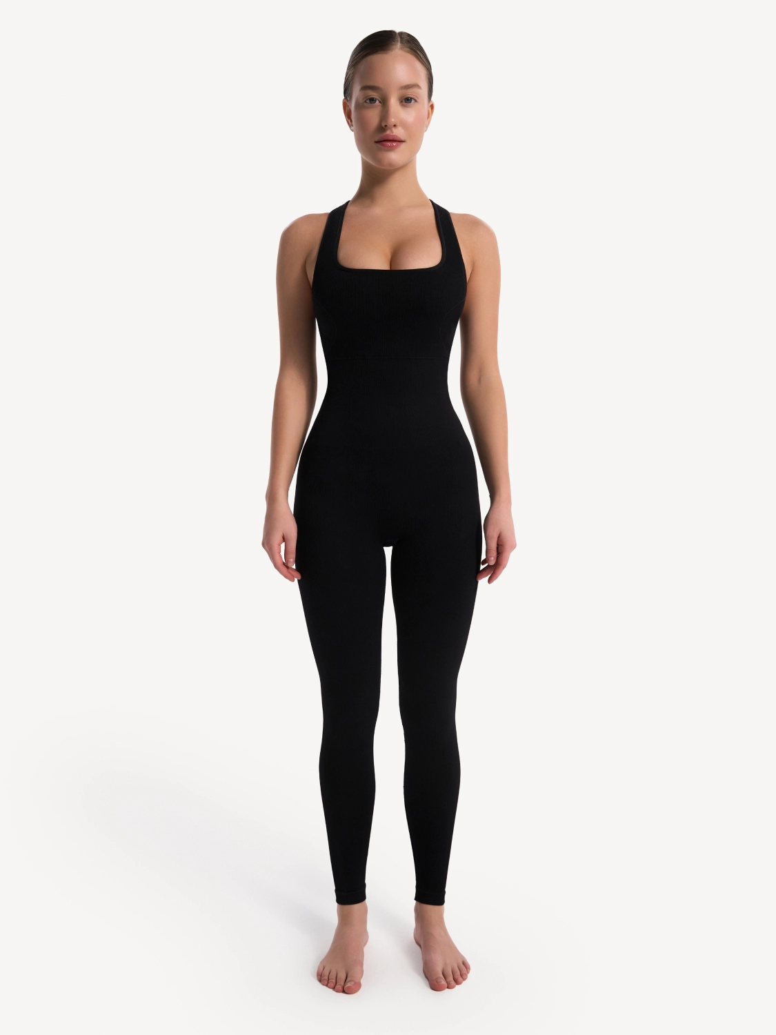 Комбинезон спортивный с открытой спиной Shapewear черный